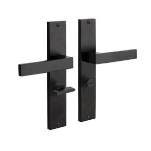 Mooi Deurbeslag Deurklink Lusso 57/8mm wc, geveerd met schild mat zwart
