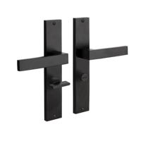 Mooi Deurbeslag Deurklink Lusso 57/8mm wc, geveerd met schild mat zwart