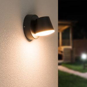 Memphis kantelbare LED wandlamp - 3000K warm wit - 6 Watt - IP54 voor binnen en buiten - Moderne muurlamp - Zwart voor binnen en buiten