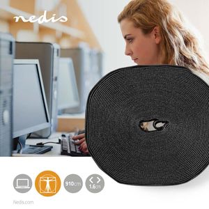 Nedis Klittenband | Klittenband Kabelbinder | 9100 mm | 1 stuks - ERGOVELC91BK ERGOVELC91BK