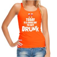 Oranje tanktop today is a good day to get drunk wijn Koningsdag/ Nederland/ EK/ WK supporter dames