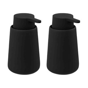 2x Stuks Zeeppompjes/zeepdispensers van keramiek - zwart - 250 ml