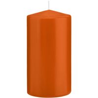 1x Oranje cilinderkaarsen/stompkaarsen 8 x 15 cm 69 branduren - thumbnail