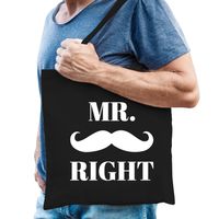 Mr right katoenen tasje met snor heren   - - thumbnail