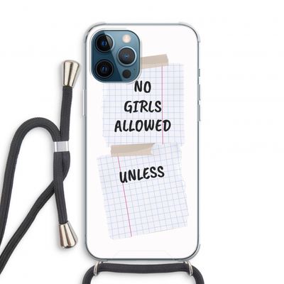 No Girls Allowed Unless: iPhone 12 Pro Transparant Hoesje met koord