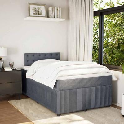 Boxspring met matras fluweel donkergrijs 120x190 cm