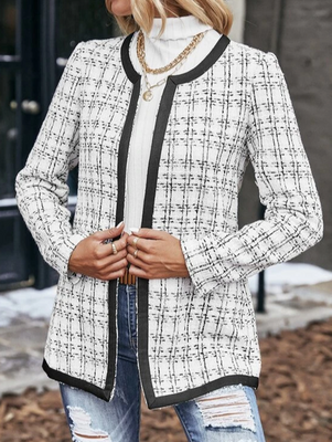 Crew Neck Loose Casual Plain Jacket