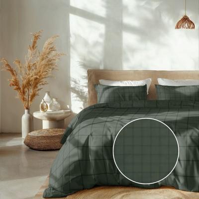 Dekbedovertrek Katoen Satijn Diamante Calla Green Ruiten 260x200 Cm Heckett Lane - Dekbed-Discounter.nl