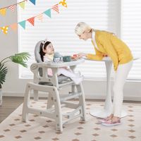 Kinderstoel met 3 Niveaus 4 Afneembare Universele Wielen Verstelbaar Dienblad 20KG 6-36 Maanden Grijs