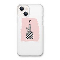 Zwart-wit cactus: iPhone 13 mini Transparant Hoesje