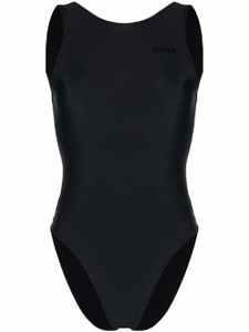 GANNI maillot de bain à logo imprimé - Noir