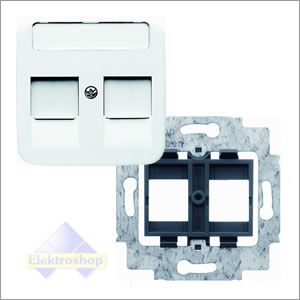 Busch-Jaeger Reflex SI RJ45 inbouwset met draagframe en inzetplaat wit