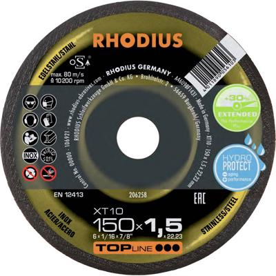 Rhodius 206258 Doorslijpschijf recht 150 mm 1 stuk(s) RVS, Staal