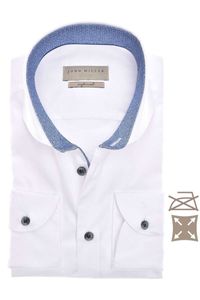 John Miller Tailored Fit Overhemd wit, Effen
