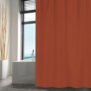 MSV Douchegordijn met ringen - terracotta - gerecycled polyester - 180 x 200 cm - wasbaarÂ Â    -