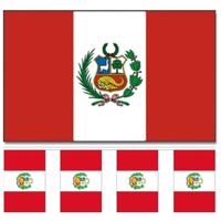 Peru versiering/feestartikelen set - vlag 90 x 150 cm - vlaggenlijn van 300 cm - landen