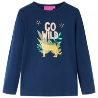 Kindershirt met lange mouwen dierenprint 104 marineblauw - thumbnail