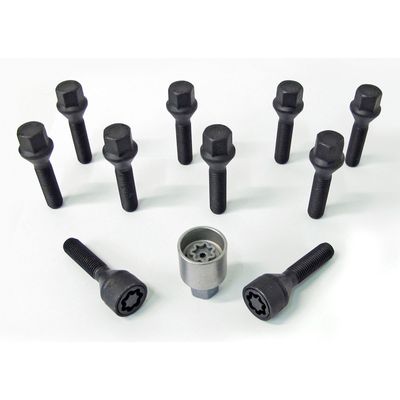 H&R Wielboutenset konisch M12x1.50 - Lengte 48mm - Zwart - 10 stuks - incl. wielsloten HRB1254801SET