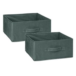 Opbergmand/kastmand - 2x stuks - 14 liter - groen - 31 x 31 x 15 cm