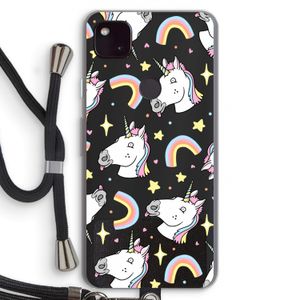 Rainbow Unicorn: Pixel 4a 5G Transparant Hoesje met koord