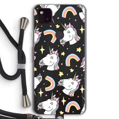 Rainbow Unicorn: Pixel 4a 5G Transparant Hoesje met koord