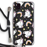 Rainbow Unicorn: Pixel 4a 5G Transparant Hoesje met koord Rainbow Unicorn: Pixel 4a 5G Transparant Hoesje met koord