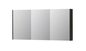 INK SPK2 spiegelkast met 3 dubbelzijdige spiegeldeuren, 6 verstelbare glazen planchetten, stopcontact en schakelaar 160 x 14 x 73 cm, intens eiken