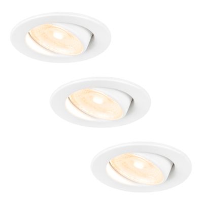 HOFTRONIC™ 3x Malta - LED inbouwspots badkamer - wit - IP44 - 5W - 2700K warm wit - dimbaar - 5 jaar garantie
