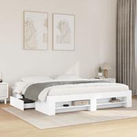 Bedframe massief hout wit 200x200 cm