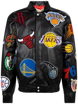 Jeff Hamilton x NBA Collage veste en cuir vegan - Noir