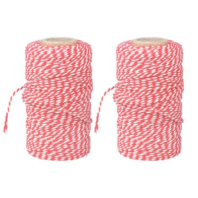 Keuken bindtouw - 2x 100 meter - rood/wit - katoenen bakkerstouw