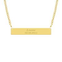 Gegraveerde eigen tekst bar ketting - Stainless steel - Goud
