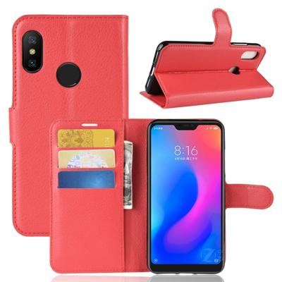 Litchi textuur horizontale Flip lederen case voor Xiaomi Redmi 6 Pro/mi a2 lite met portemonnee & houder & kaartsleuven (rood)