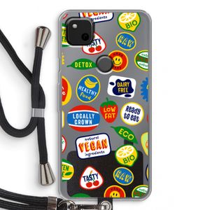 Fruitsticker: Pixel 4a Transparant Hoesje met koord
