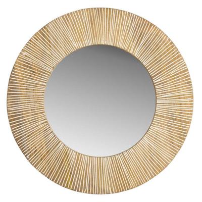 Leen Bakker - Spiegel Sem - Naturel - Ø50 Cm - Glas/Mangohout - Bruin