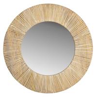 Leen Bakker - Spiegel Sem - Naturel - Ø50 Cm - Glas/Mangohout - Bruin