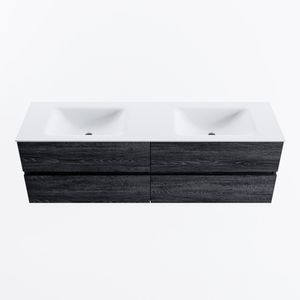 MONDIAZ VICA 160cm badmeubel onderkast Antracite 4 lades. Wastafel CLOUD dubbel 2 kraangaten, kleur Talc.