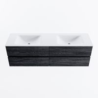 MONDIAZ VICA 160cm badmeubel onderkast Antracite 4 lades. Wastafel CLOUD dubbel 2 kraangaten, kleur Talc.