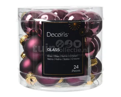Kerstballen Glas Ø2,5cm Dark Mauve 24st