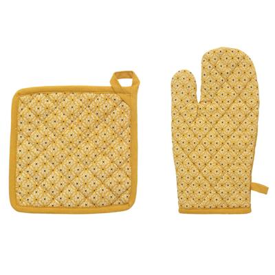 Atmosphera Ovenwant set met pannenlap - geel - katoen - 20 x 32 cm - chef - keukenbenodigdheden