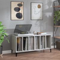 Platenkast 100x38x48 cm bewerkt hout grijs sonoma eikenkleurig