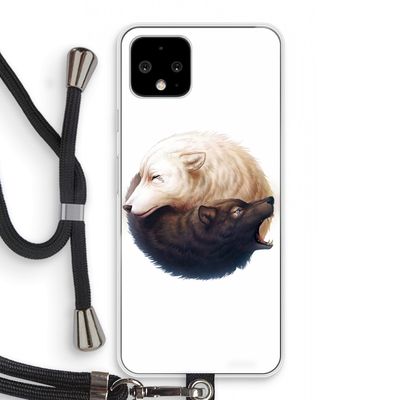 Yin Yang Wolves: Pixel 4 Transparant Hoesje met koord