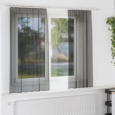 Gordijnen voile met tab top 2 st zwart