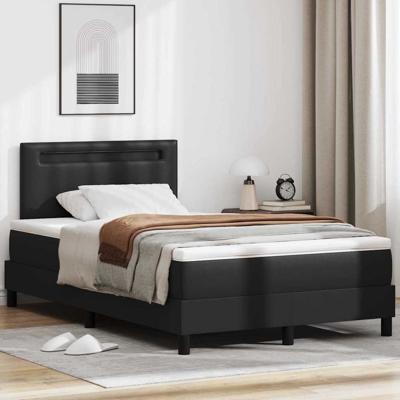 Bedframe met matras met matras Zwart 120 x 200 cm Kunstleer