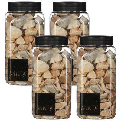 Mica Decorations decoratie stenen - 4x - 650ml - lichtbruin mix - hobby steentjes