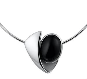 Ketting zilver-onyx zilverkleurig-zwart 42+3 cm