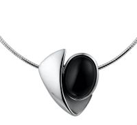 Ketting zilver-onyx zilverkleurig-zwart 42+3 cm - thumbnail