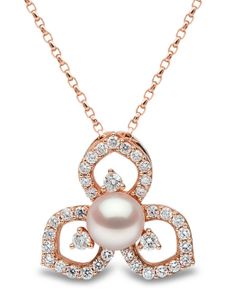 Yoko London collier en or rose 18ct pavé de perles d'Akoya