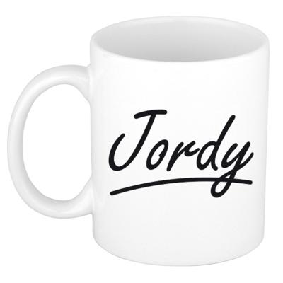 Jordy Naam koffiemok - beker - met sierlijke letters - wit - 300 ml - Cadeau - Heren Jordy Naam koffiemok - beker - met sierlijke letters - wit - 300 ml - Cadeau - Heren