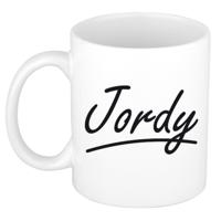 Jordy Naam koffiemok - beker - met sierlijke letters - wit - 300 ml - Cadeau - Heren